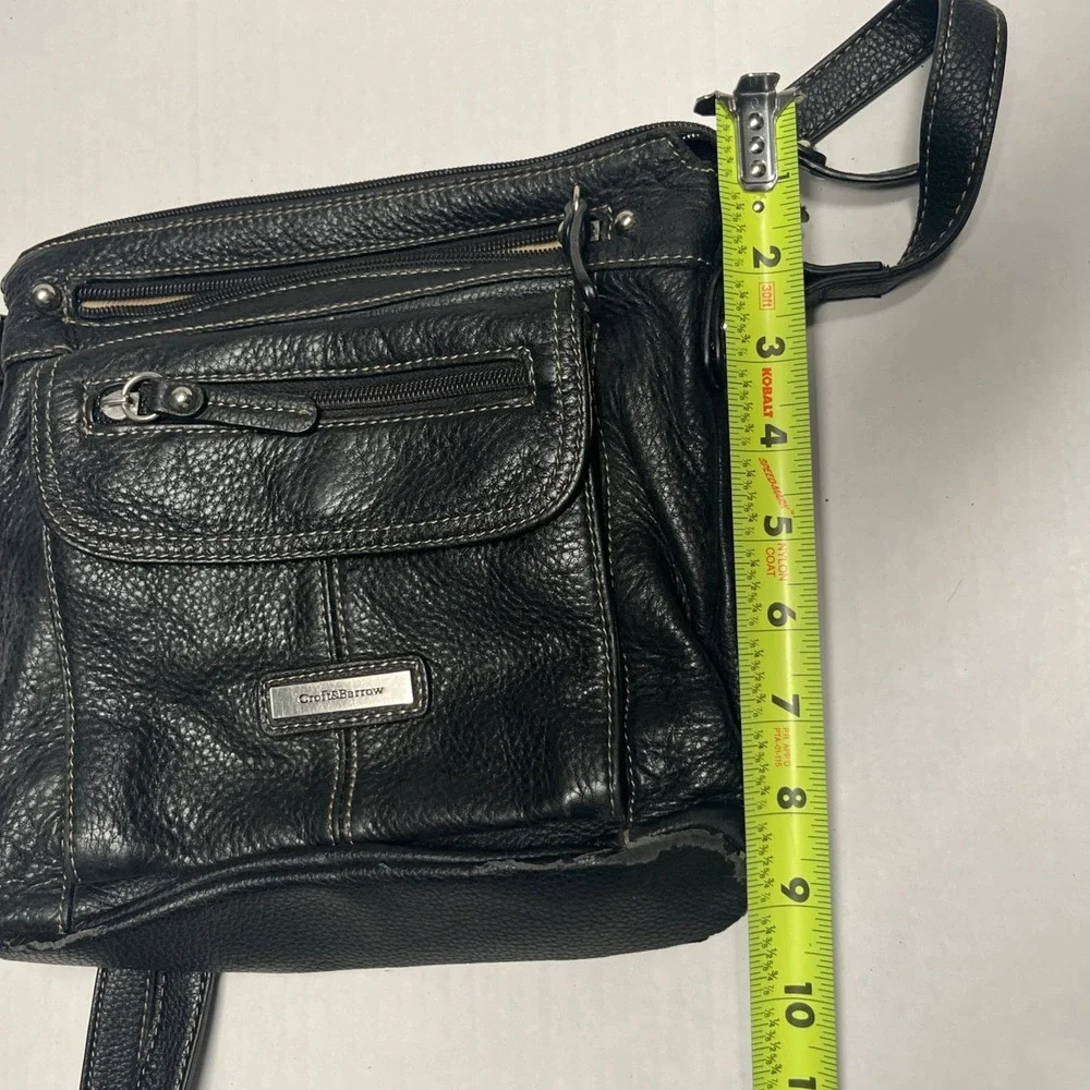 Croft & Barrow Black Pebbled Leather Multi-Pocket Crossbody Shoulder Bag
